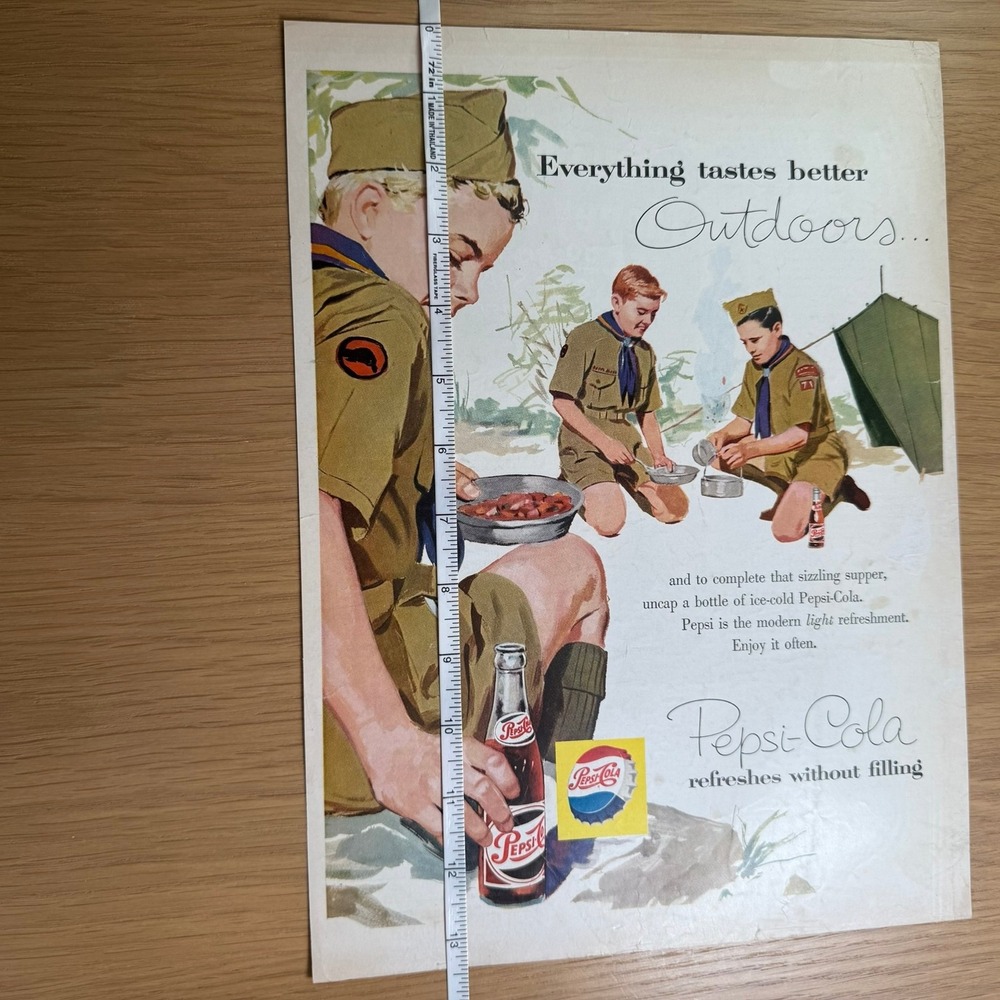 Vintage 1950s Pepsi Cola Advertisement Boy Scouts Outdoor Camping Retro Print Ad - Picture 4 of 4